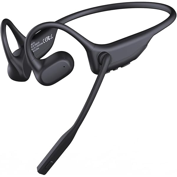 Open Ear Headphones with Mic, Bluetooth Headset with AI Noise Cancellation Microphone Air Conduction Headphones Bluetooth 5.3 Wireless Headset with Mic for Work Call Meeting Driving