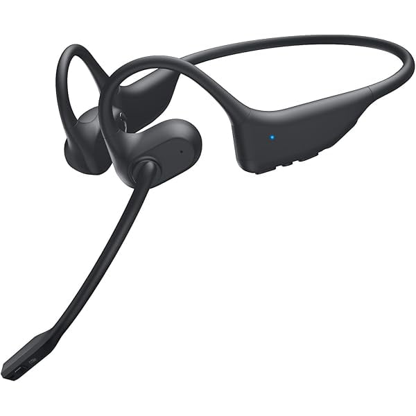 Open Ear Headphones with Mic, Bluetooth Headset with Microphone, Dual Connect Bluetooth 5.3 Headset with AI Noise Cancelling Mic & Mute Function, Wireless Headset for Work, Sports, Drive