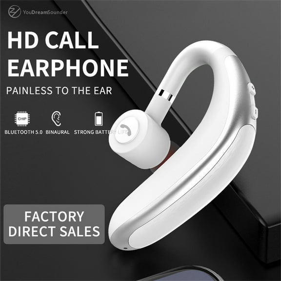 Open Ear Headphones with Mic, Bluetooth Headset with Microphone, Dual Connect Bluetooth 5.3 Headset with AI Noise Cancelling Mic & Mute Function, Wireless Headset for Work, Sports, Drive,White
