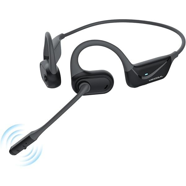 Open Ear Headphones with Mic, Lightweight Bluetooth 5.4 Headset with Microphone Noise Cancelling Mute Button, Wireless Headset Earphones for Work, Driving, Home Office, Workouts