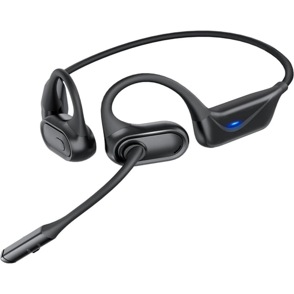 Open Ear Headphones with Mic, Trucker Bluetooth Headset, 28g ENC Noise Cancelling Mic Wireless Headset, 20H Battery, Bluetooth 5.4, Dual Device, Sweatproof for Work & Driving