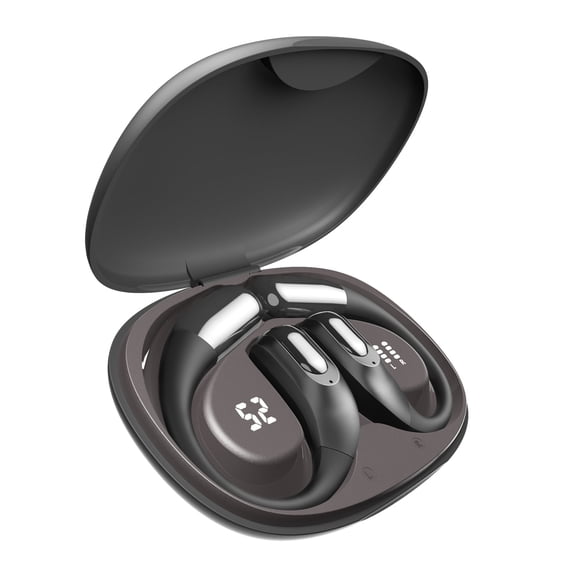 GAGAAL Open Ear Bluetooth 5.4 Headphones, over Ear with Ergonomic Earhook, with LED Smart Digital Display, 40H Playtime,IPX6 Waterproof,Touch Control Operate Fit Running,Workout(Black)