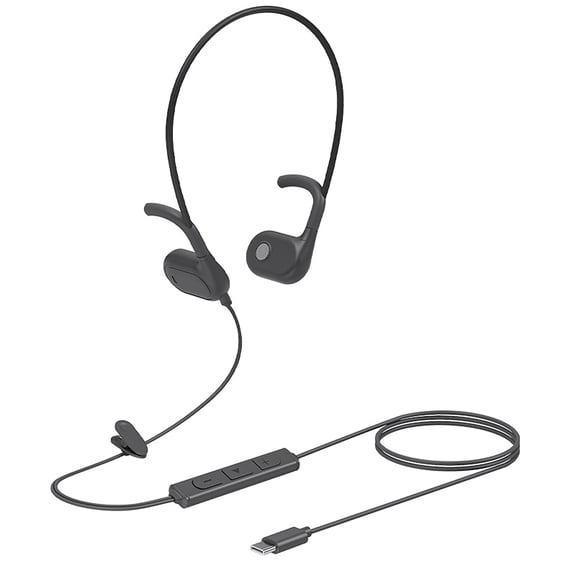 Open Ear Headphones, Type-C Wired Headset with Noise Canceling Microphone, Lightweight Air Conduction Stereo Gaming Headset for Home Office Running