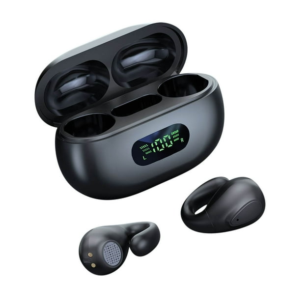 Open Ear Headphones Wireless Bluetooth 5.3 Earbuds, 40H Playtime with Digital Display, HiFi Stereo, ENC Clear Calls, Lightweight & IPX5 Waterproof Sports Earphones for Running & Workouts(Black)