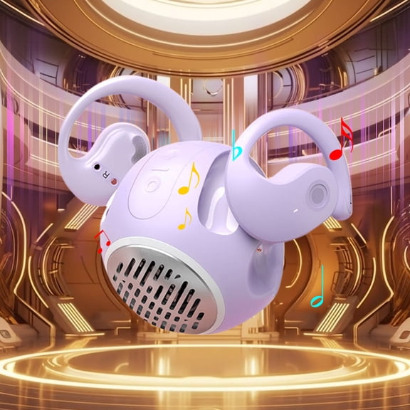 Open Ear Headphones Wireless Bluetooth, Over Ear Earbuds with Mini Portable Speaker Noise Cancelling Mic, Sports Headset for Running Cycling Gym Work Travel