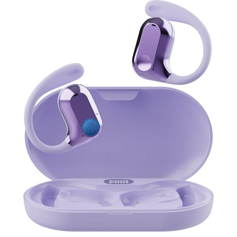 Wireless Open Ear Headphones Bluetooth Earbuds with Hook HiFi Stereo Sound Compatible with iPhone Android TV Purple Walmart