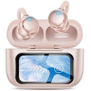 Open-Ear Headphones, Wireless Clip On Earbuds with Touch Screen Charging Case 60H Playtime, Bluetooth 6.0, IPX7 Waterproof, Lightweight Comfort, Stable Fit, Ope