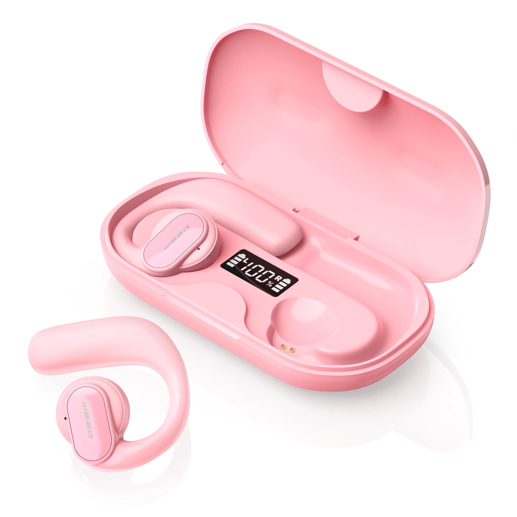 Open Ear Headphones, Wireless Earbuds Bluetooth 5.3 Air Conduction Headphones with Earhooks and Mic, Utra-Light, 48H Playtime, Waterproof Sport Headphones for Running Cycling Workout Driving