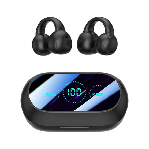 Open Ear Headphones Wireless Earbuds Bluetooth 5.3 Earphones, Comfort Clip On Earbuds, Small Bone Conduction Earbud, Running Headphones for Sports, Fitness, and Workouts