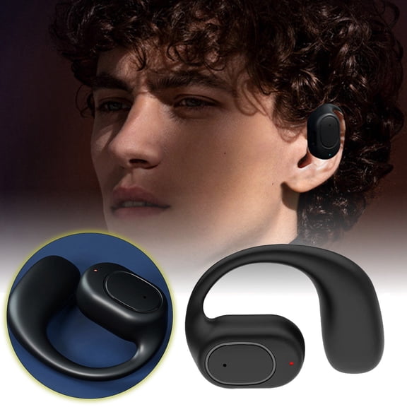 Open Ear Headphones Wireless Earbuds - Single Left Ear Wear with Extra Long Battery Life for Business Calls - Bluetooth Headset for Driving Workout Running, 1.77"(Black)