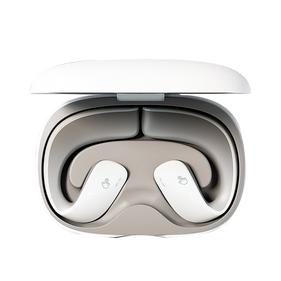 Open Ear Headphones - Wireless Headphones With Mic For Iphone & Android, Waterproof Sport Earbuds For Running - White