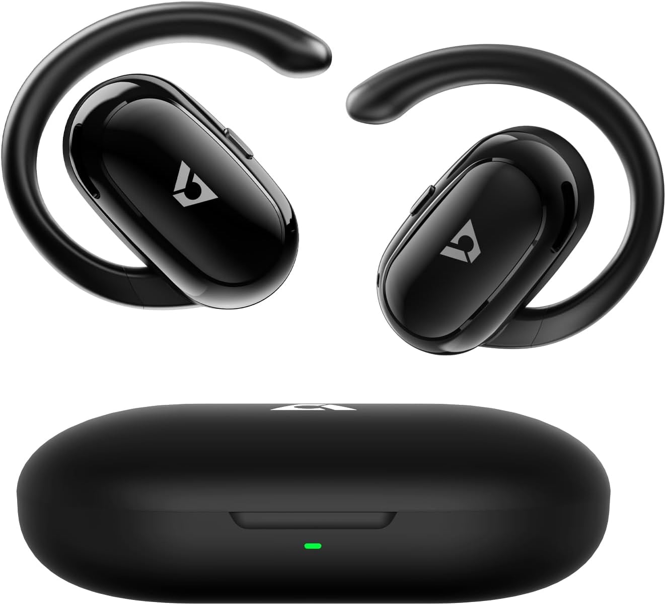 Open Ear Headphones, Wireless Sports Earbuds 60 Hours Long Playtime with Charging Case, Snug Fit