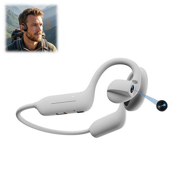 Open Ear Headphones with Camera & AI Translator, Bluetooth Sports Earbuds for Running Cycling, HD Video Recording, Summer Outdoor