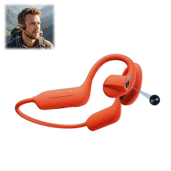 Open Ear Headphones with Camera AI Translator Bluetooth Voice Recording Running