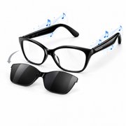 Open Ear Smart Bluetooth Glasses with Interchangeable Sunglasses Lenses, Blue Light Blocking, Hands-Free Call, Music Playback, AI Voice Control, Real-Time Translation, Unisex for Daily Wear & Outdoor
