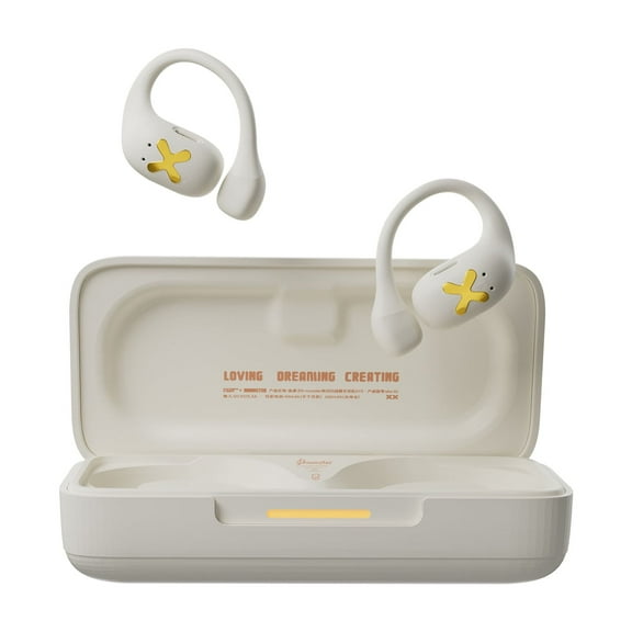 Open-Ear True Wireless Bluetooth Headphones with Microphone, Seetoy Earbuds with Earhooks, Sweat Resistant, Fast Charging,Compatible with iPhone & Android, White