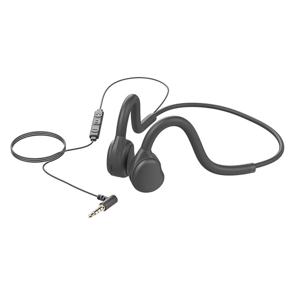 Open Ear Wired Headphones, 3.5mm Air Conduction Sport Headphones with Microphone, Lightweight Running Cycling Headset, Keep Ambient Sound Awareness, IPX4 Sweatproof for Gym, Online Class