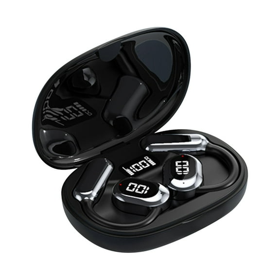 Open Ear Wireless Bluetooth Earbuds, HIFI Grade Lossless Sound Quality, Game Ultra-Low Latency, Smart Fingerprint Touch, LED Battery Digital Display,Ideal for Workouts or Daily Activities(Black)