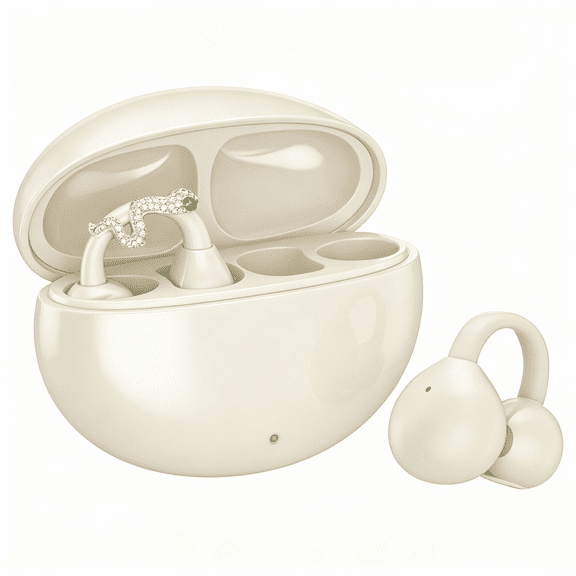 Open Ear Wireless Bluetooth Earbuds with Mic, Adaptive Noise Cancelling, 50H Playtime, Lightweight Clip-on Headphones for Workout & Running