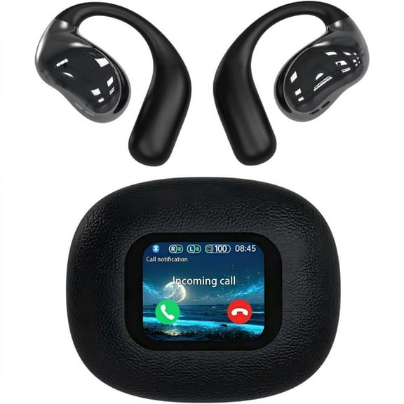 Open-Ear Wireless Earbuds 5.4 Bluetooth Headphones Over-Ear Hooks Touch-Control IPX5 Waterproof traductor de voz instantaneo-Black