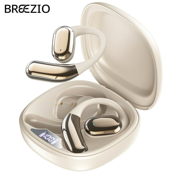 Open Ear Wireless Earbuds, Bluetooth 5.4 Wireless Earbuds, Hi-Fi Stereo over Ear Earphones with Earhooks, 60H Playtime & LED Digital Display, IPX7 Waterproof Earphones for Fitness, Cycling, Workout