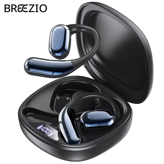 Open Ear Wireless Earbuds, Bluetooth 5.4 Wireless Earbuds, Hi-Fi Stereo over Ear Earphones with Earhooks, 60H Playtime & LED Digital Display, IPX7 Waterproof Earphones for Fitness, Cycling, Workout