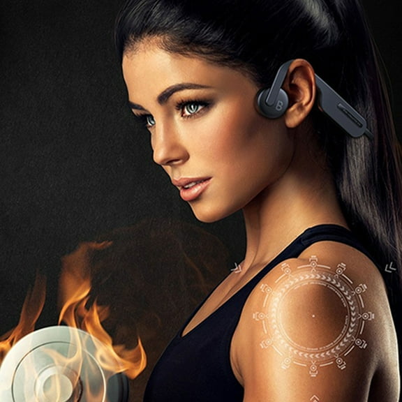 Open Ear Wireless Headphones Bluetooth Sport Headset Ear Clip-On Earbuds with Microphone for Noise Call, IPX6 Water-Resistant, Air Conduction Wireless Headset for Running, Cycling, Driving - Black