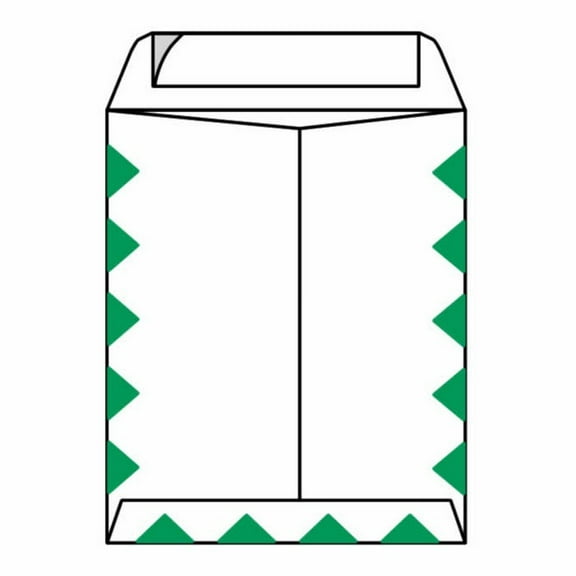 Open End First Class Catalog Envelopes, 9" x 12", 28#, Green Diamond Border, "First Class Mail" on Face, Kwik-Tak Seal