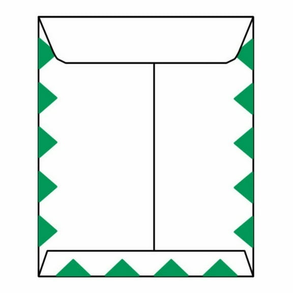 Open End First Class Catalog Envelopes, 9" x 12", 28#, Green Diamond Border, White Kraft, "First Class Mail" on Face