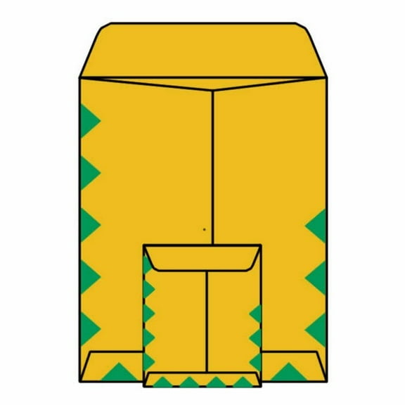 Open End First Class Catalog Envelopes, 9"x12", 28#, Green Diamond Border, Tan/Brown Kraft, "First Class Mail" on Face