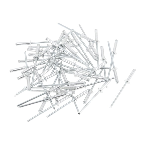 Open End Large Flange Blind Rivets 3.2mm Grip Diameter 13mm Grip Length 6.3mm Flange Diameter Aluminum Alloy Iron Silver Tone