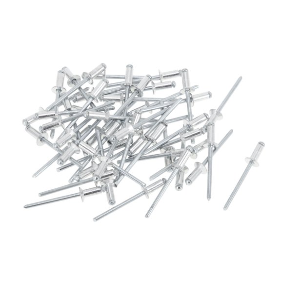 Open End Large Flange Blind Rivets 4mm Grip Diameter 8mm Grip Length 7.5mm Flange Diameter Aluminum Alloy Iron Silver Tone