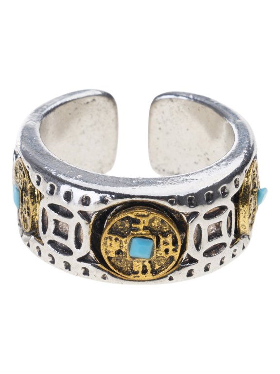 Open End Rotating Coin Rings For Anxieties Control Five Dynasties Charm Jewelry Sturdy Adjustable Accessory