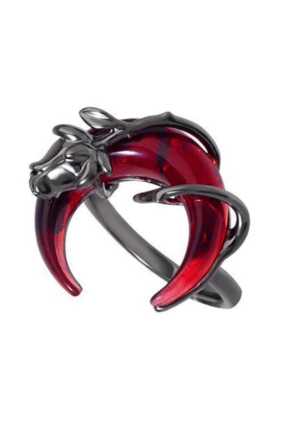Open Ended Alloy Rings Mysterious Crescents and Rose Adjustable Open Statement Jewelry for Women