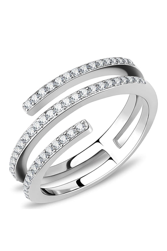 Open Eternity Ring Triple Row Diamond Ring 1.9 Ct Diamond 14K White Gold Over