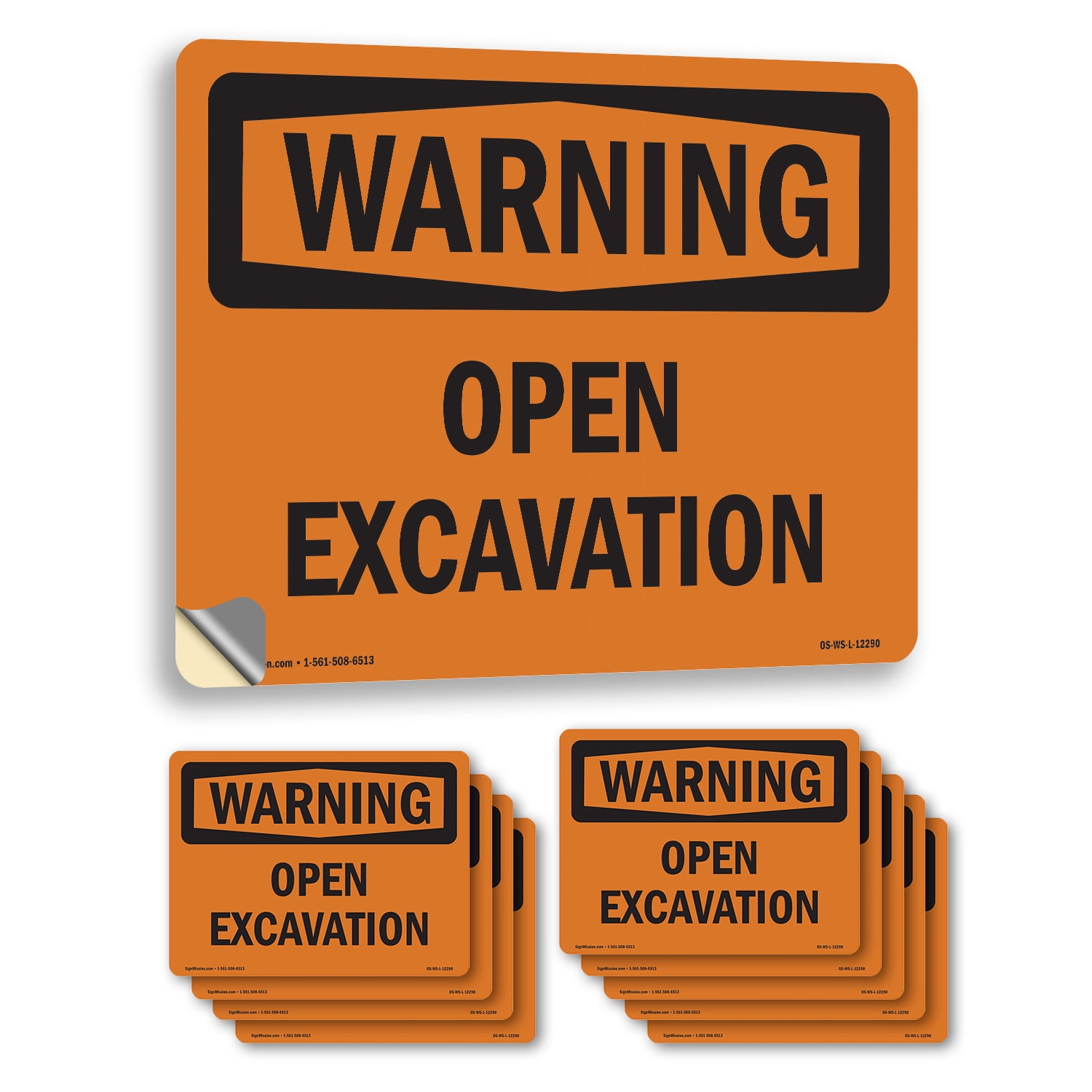 Open Excavation OSHA WARNING Vinyl Decal Label 10 Inch x 7 Inch - 10 ...