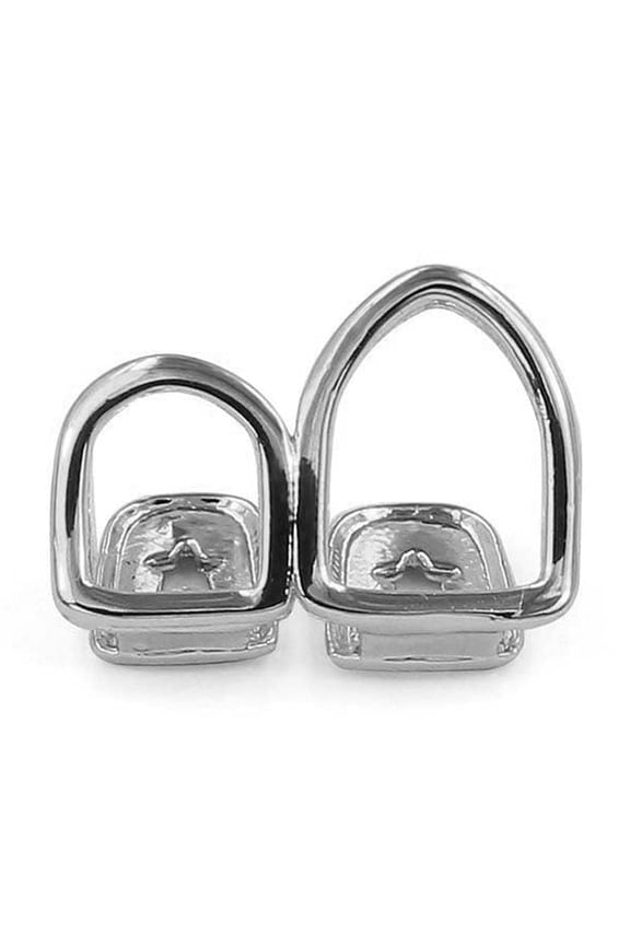 Open Face Copper Zirconia Star Teeth Grillz for Men & Women, Gold/Silver Tone Double Tooth Caps with Star Gem, Hip Hop Party Dental Jewelry