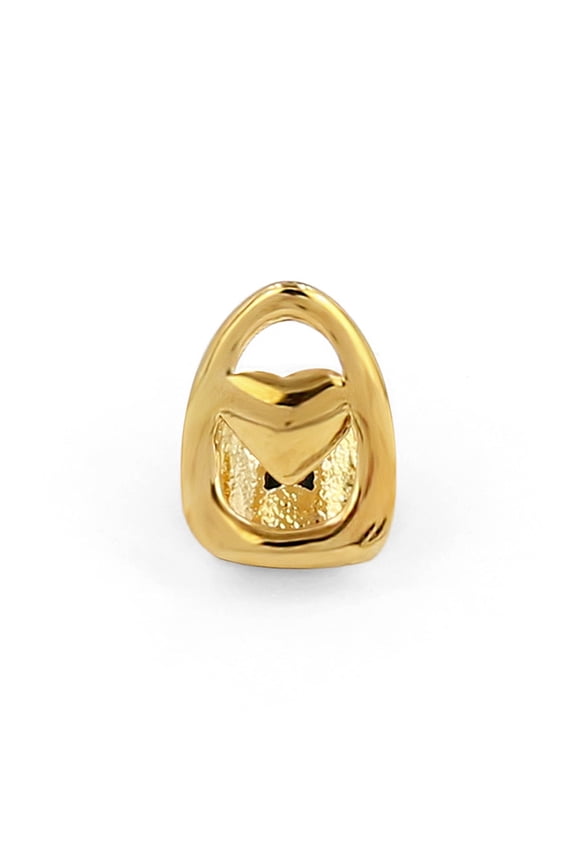 Open Face Heart Copper Zirconia Tooth Grillz Single Piece, Gold/Silver/Rose Gold Tone Hollow Design, Hip Hop Party Dental Jewelry for Men & Women