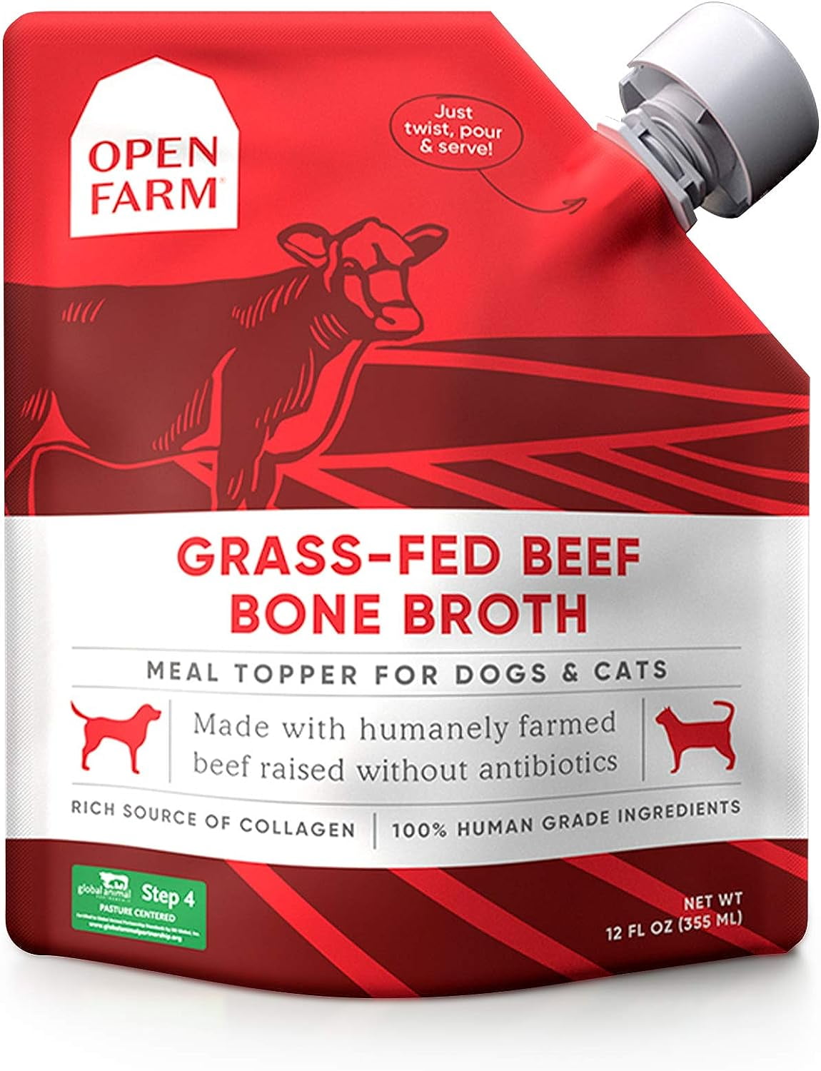 Open Farm Bone Broth GrassFed Beef, Food Topper for Both Dogs and Cats