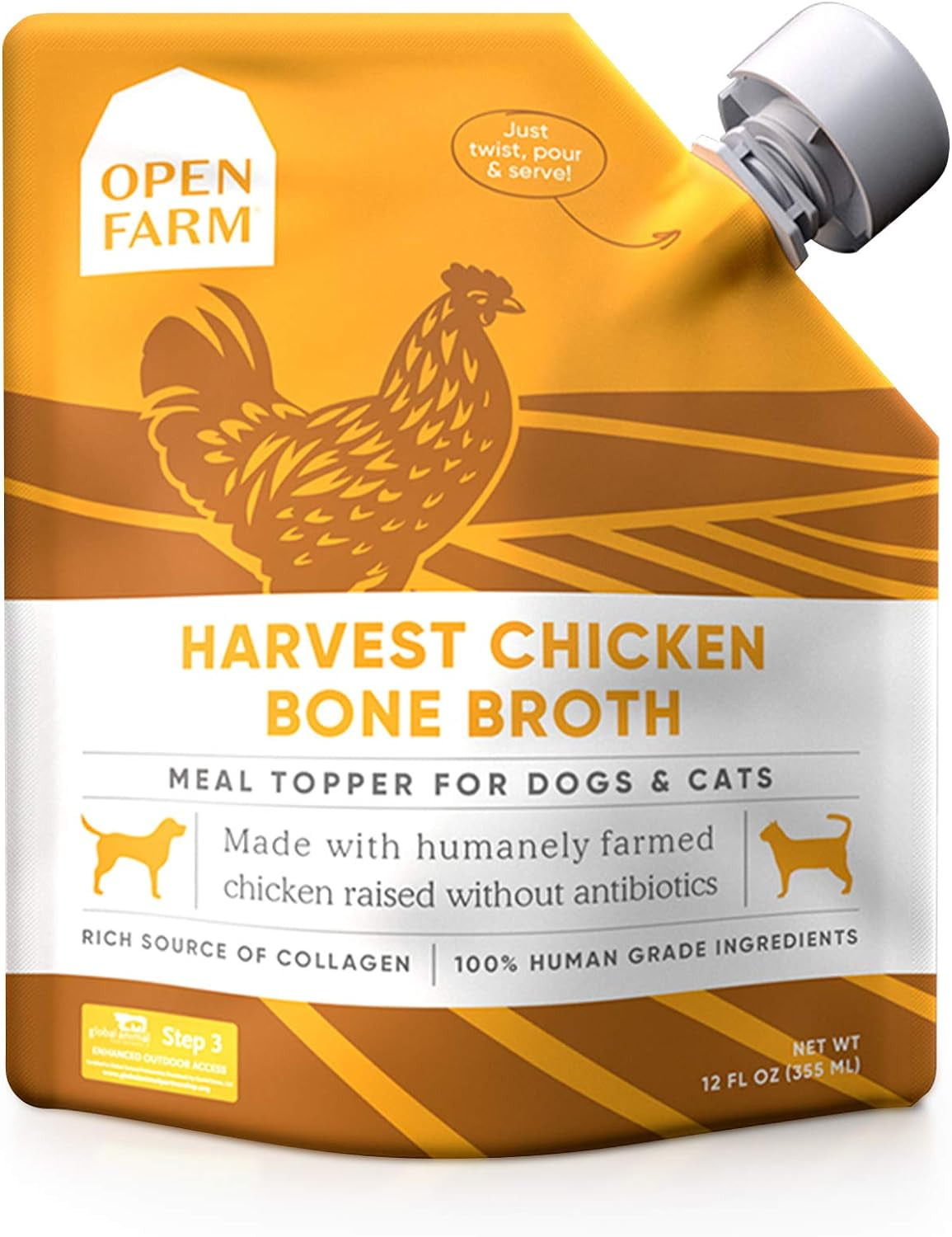 Open Farm Bone Broth Harvest Chicken, Food Topper for Both Dogs and