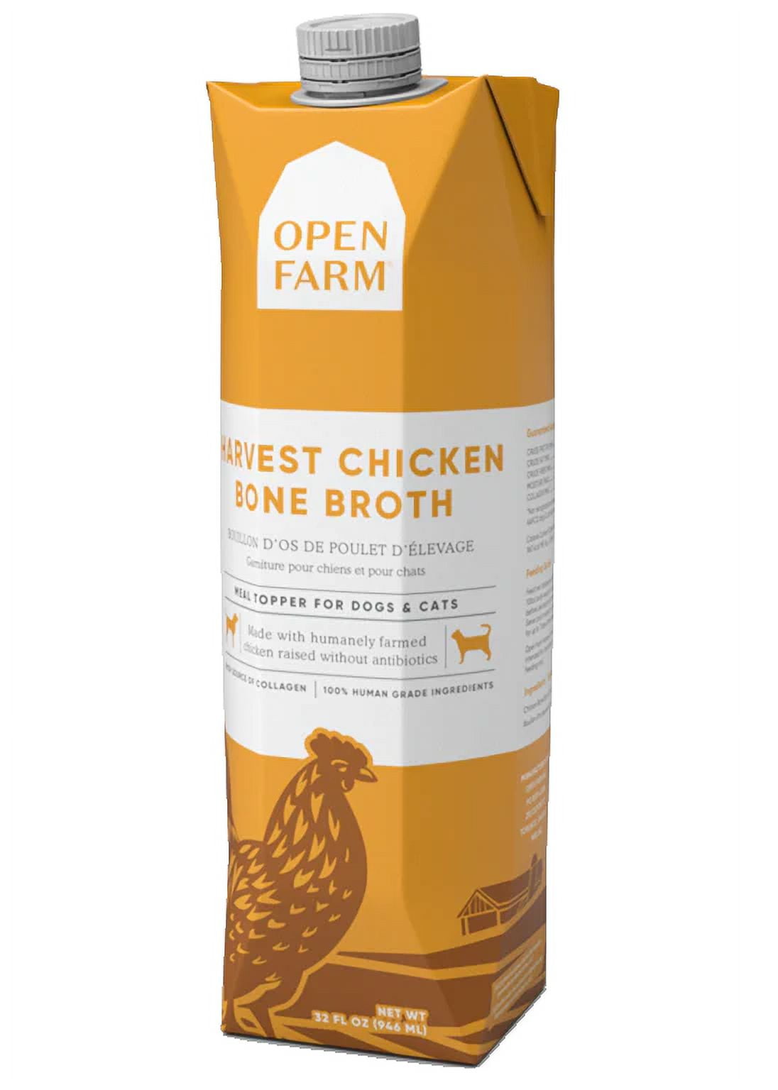 Open Farm Bone Broth Harvest Chicken, Food Topper for Dogs and Cats 33.