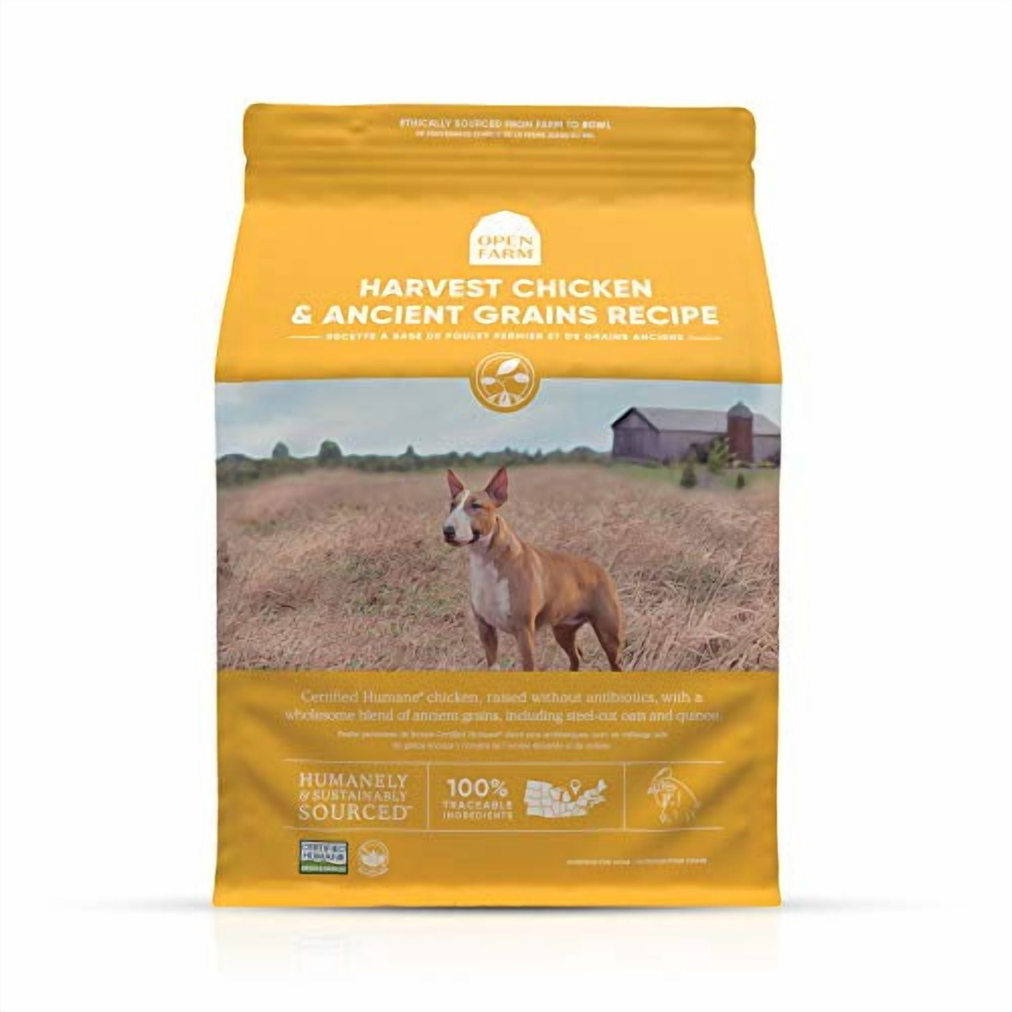 Open Farm Harvest Chicken & Ancient Grains Dry Dog Food, Humanely Raised Chicken Recipe with Wholesome Grains and No Artificial Flavors or Preservatives, 4 lbs