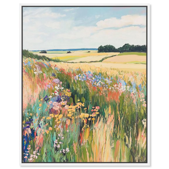 Open Field I Canvas Landscape Paintings by Art Remedy, White Frame, 30 x 36