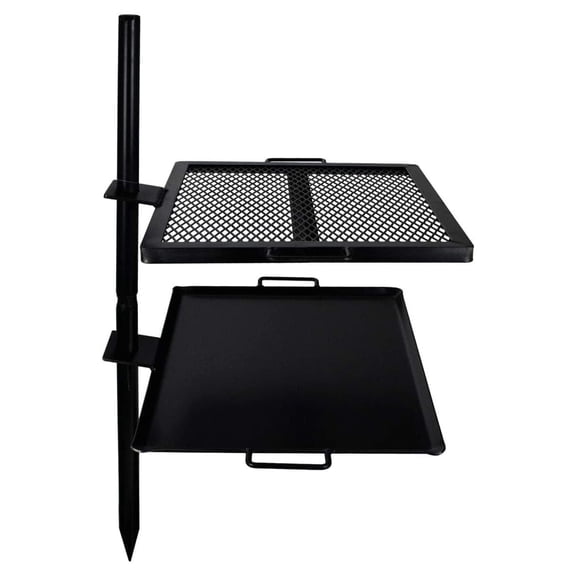 Open Fire Camping Grill & Skillet Combo – Portable Outdoor Campfire Cooking Tool, Heavy-Duty BBQ Grill for Camping & Hiking