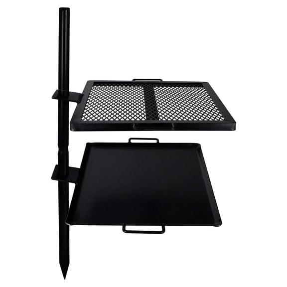 Open Fire Camping Grill & Skillet Combo – Portable Outdoor Campfire Cooking Tool, Heavy-Duty BBQ Grill for Camping & Hiking