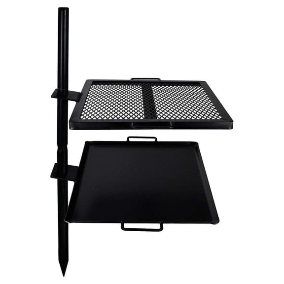 Open Fire Camping Grill & Skillet Combo – Portable Outdoor Campfire Cooking Tool, Heavy-Duty BBQ Grill for Camping & Hiking