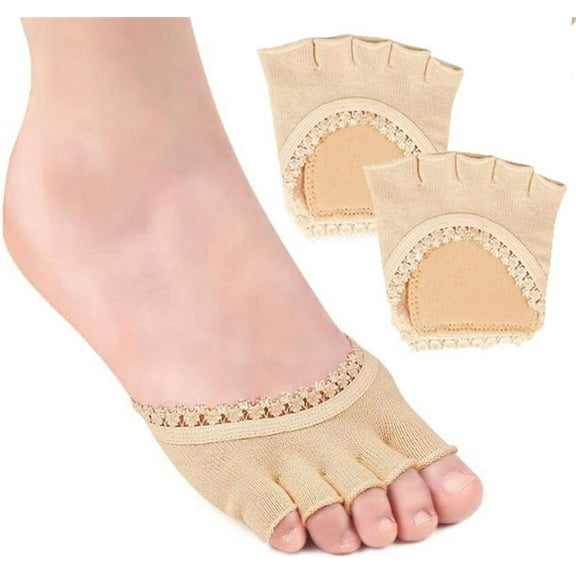 Open Five Toes Socks Forefoot Pads Anti Slip Peep Toe Half Socks Lace Toe Topper Invisible Half Socks for High Heels/Flat Shoes/Casual Shoes/sandals