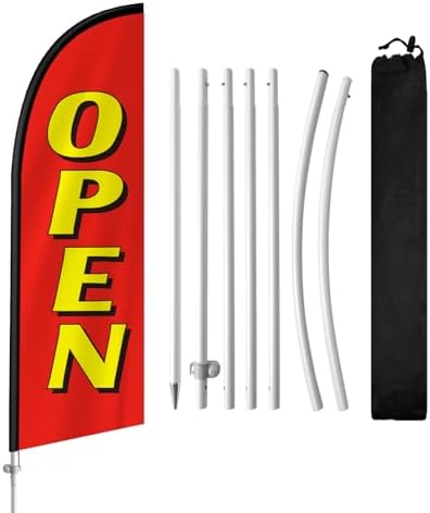 Open Flag with Pole Kit, 8FT Open Flags for Business, Open Signs with ...