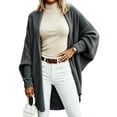 thumbnail image 1 of Open Front Batwing Sleeve Long Cardigan Loose Sweaters, 1 of 6