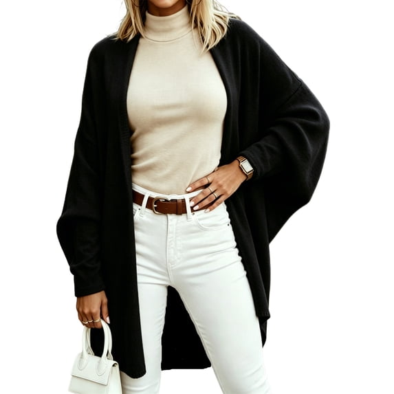 Open Front Batwing Sleeve Long Cardigan Loose Sweaters